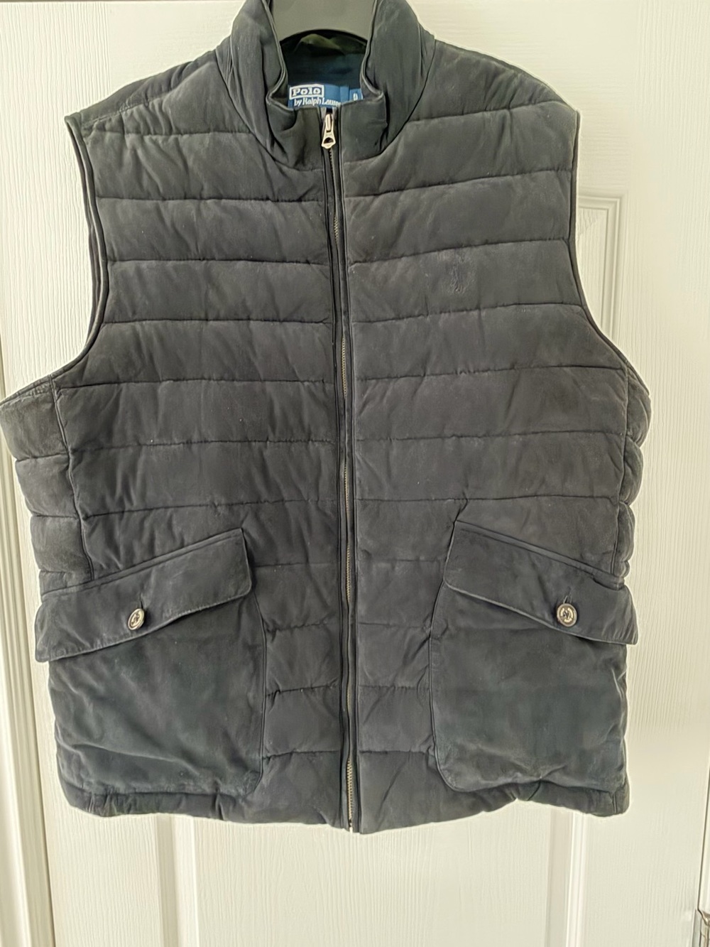 Polo by Ralph Lauren Men's Navy Suede Quilted Vest (XL)